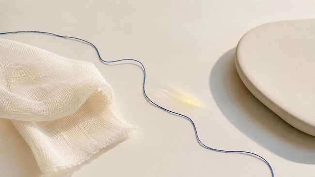 Mise en scène éditoriale évoquant la pause entre épilation et exfoliation